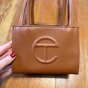 Tan Telfar small shopping bag